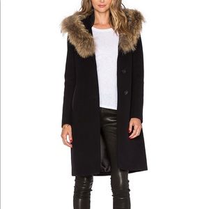 Mackage “Andie” Asiatic Raccoon Fur Hooded Wool/Cashmere Coat Small